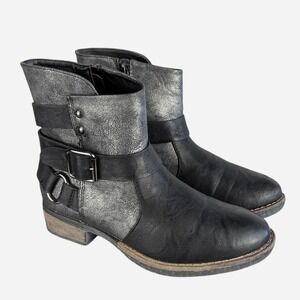 Patrizia Donjon Metallic Gunmetal Black Buckle Ankle Boot Size 36 / US 6